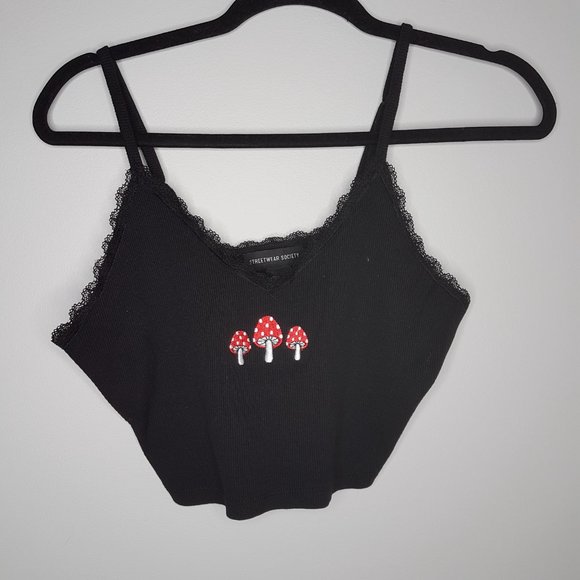 Streetwear Society - Ribbed Mushroom Crop Top - Sz M - Picture 2 of 11